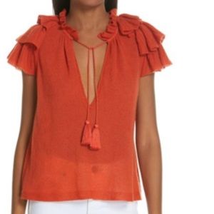 NWOT Ulla Johnson Ruffle Sleeve Sweater